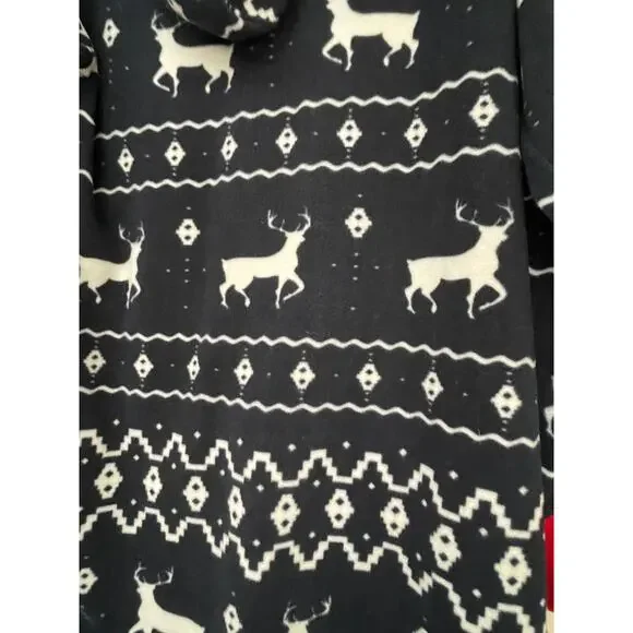 Tipsy Elves Reindeer Holiday Christmas Fleece Pajamas Jumpsuit Size XL - Picture 6 of 9